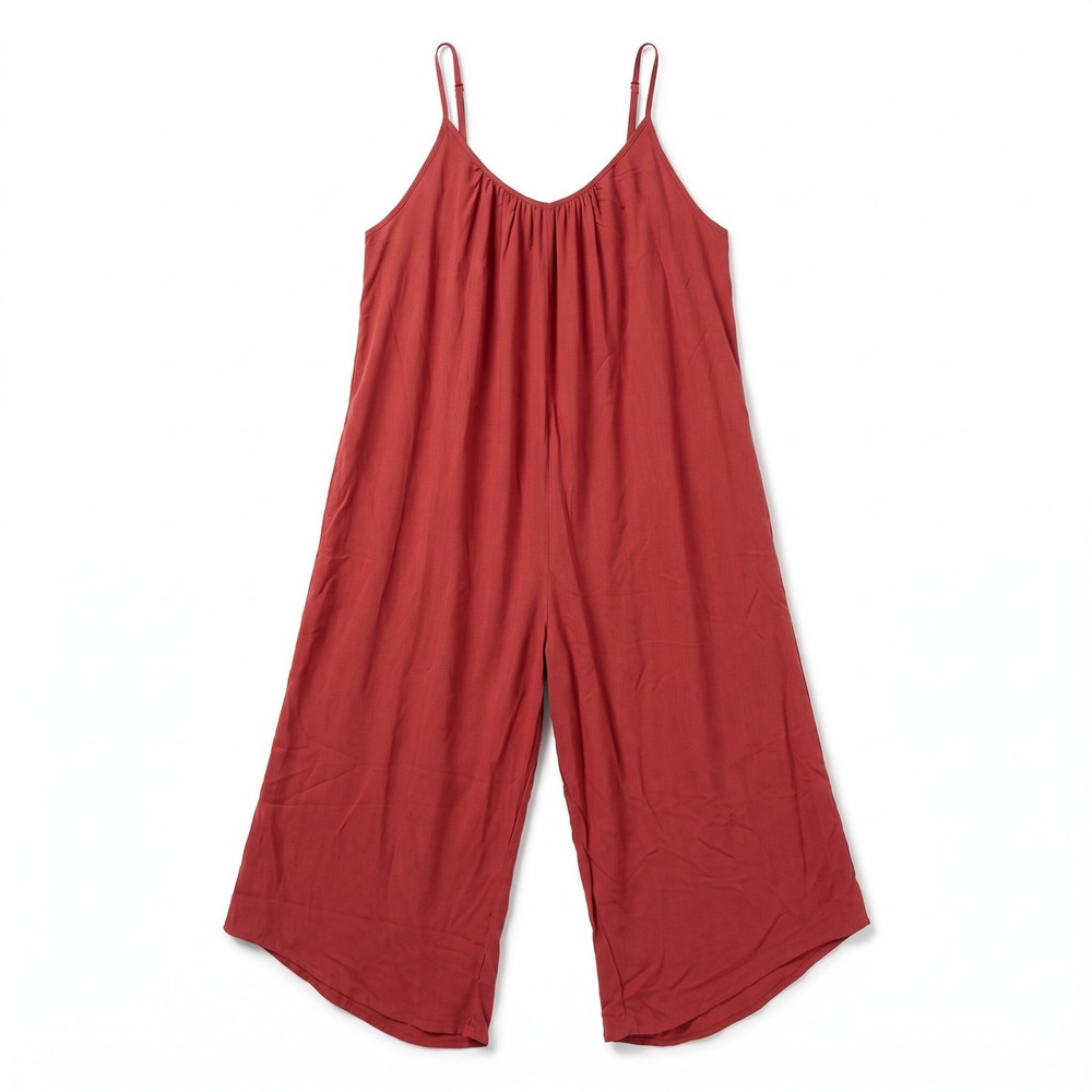 Hunter & Brown Womens S Rust Red Wide Leg Cami Jumpsuit Boho Casual Flowy NWT